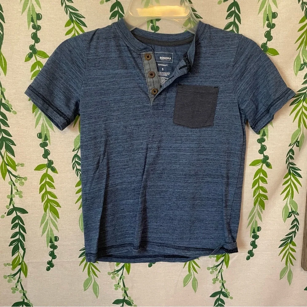 Size 5 BOYS Sonoma Blue Shirt C2 - Picture 2 of 6